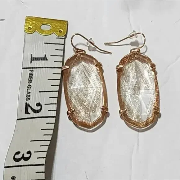 NWOT Kendra Scott Esme Rose Gold Drop Earrings In Gold Dusted Glass